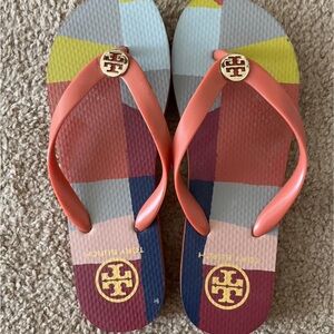 Tory Burch Multicolor Patchwork Flip Flops